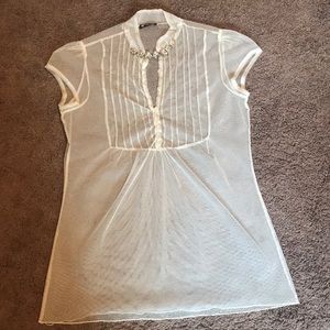 Sheer cap sleeve blouse